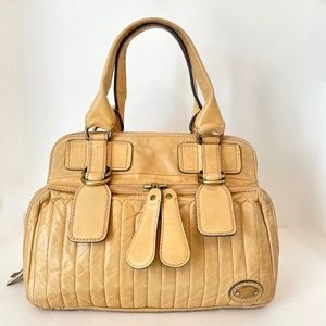 Chloe Bay Bag Quilted Leather Beige Shoulder Tote Hand Bag